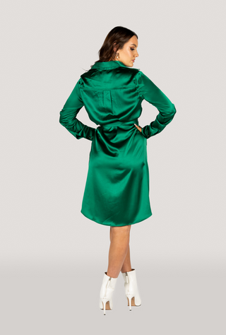 Why Mary "Jackie" Trench Coat Dress Emerald Green