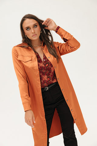 Why Mary "Jackie" Trench Coat Dress Rusty Orange