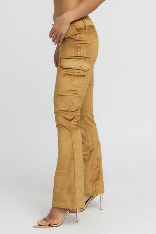 Low rise flared gold pants "Nemesis"